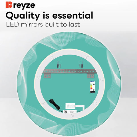 Round LED Mirror | Touch Button | Cool White Light - Reyze Simetria Series Model 3