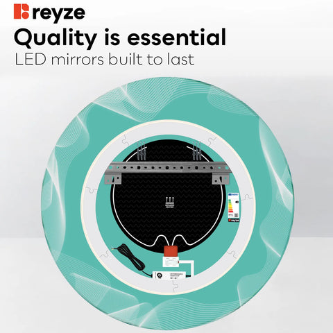 Round LED Mirror | Touch Buttons | Anti-Fog Function | Adjustable Color Temperature - Reyze Simetria Series Model 3