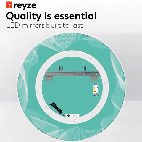 Round LED Mirror | Wall Switch Control | Neutral White Light - Reyze Simetria Series Model 3
