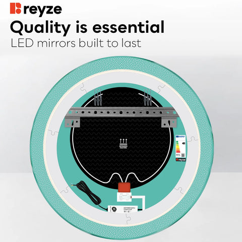Round LED Mirror | Touch Buttons | Anti-Fog Function | Neutral White Light - Reyze Simetria Series Model 4