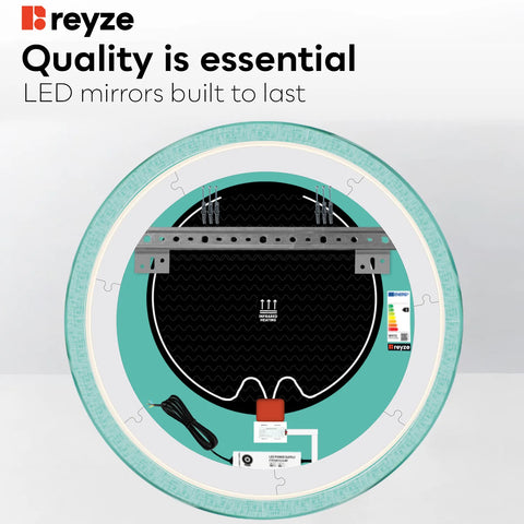 Round LED Mirror | Touch Buttons | Anti-Fog Function | Warm White Light - Reyze Simetria Series Model 6