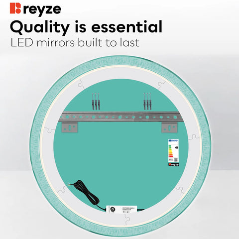 Round LED Mirror | Wall Switch Control | Cool White Light - Reyze Simetria Series Model 6