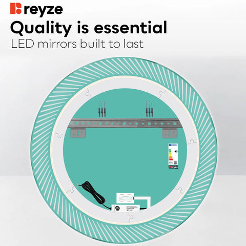 Round LED Mirror | Touch Button | Cool White Light - Reyze Simetria Series Model 7