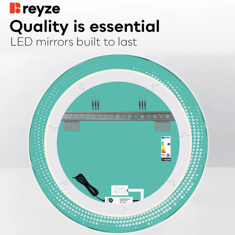 Round LED Mirror | Touch Button | Warm White Light - Reyze Simetria Series Model 8