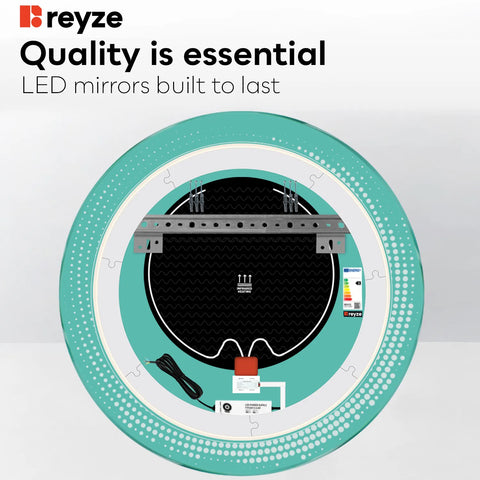 Round LED Mirror | Touch Buttons | Anti-Fog Function | Adjustable Color Temperature - Reyze Simetria Series Model 8