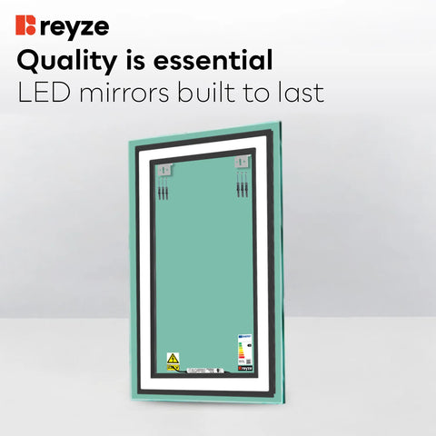Vertical LED Mirror | Wall Switch Control | Cool White Light - Reyze Salono Series Model 1