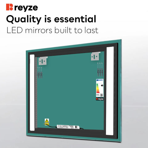Square LED Mirror | Wall Switch Control | Warm White Light - Reyze Salono Series Model 5