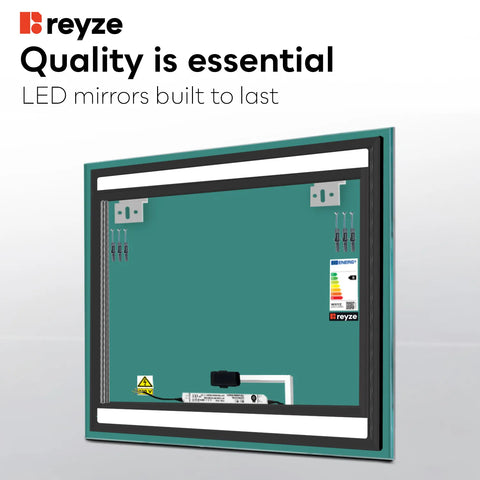 Square LED Mirror | Touch Button | Neutral White Light - Reyze Salono Series Model 7