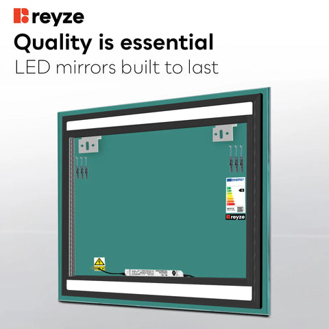 Square LED Mirror | Wall Switch Control | Neutral White Light - Reyze Salono Series Model 7