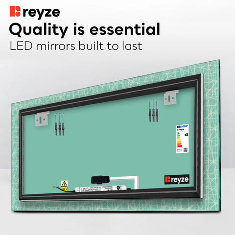 Horizontal LED Mirror | Touch Button | Neutral White Light - Reyze Simetria Series Model 1