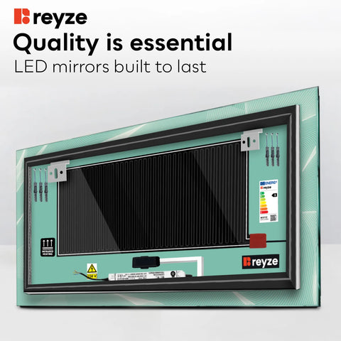 Horizontal LED Mirror | Touch Buttons | Anti-Fog Function | Cool White Light - Reyze Simetria Series Model 2