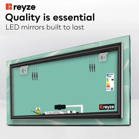 Horizontal LED Mirror | Touch Button | Warm White Light - Reyze Simetria Series Model 2