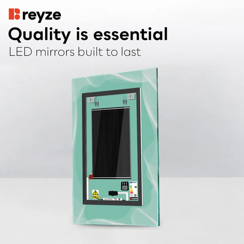 Vertical LED Mirror | Touch Buttons | Anti-Fog Function | Cool White Light - Reyze Simetria Series Model 3