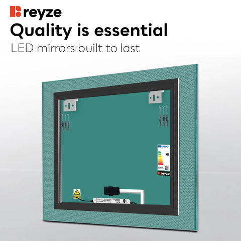 Square LED Mirror | Touch Button | Warm White Light - Reyze Simetria Series Model 4