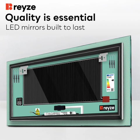 Horizontal LED Mirror | Touch Buttons | Anti-Fog Function | Adjustable Color Temperature - Reyze Simetria Series Model 4