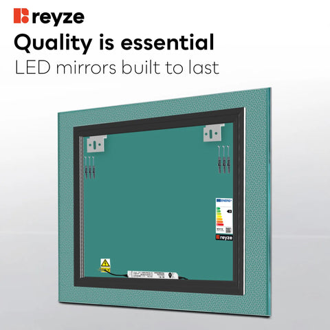 Square LED Mirror | Wall Switch Control | Cool White Light - Reyze Simetria Series Model 4