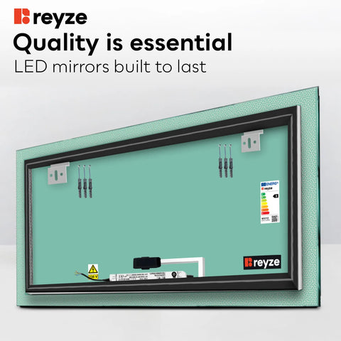 Horizontal LED Mirror | Touch Button | Neutral White Light - Reyze Simetria Series Model 4