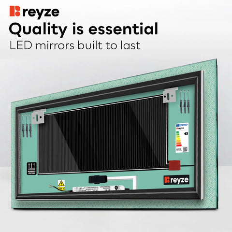 Horizontal LED Mirror | Touch Buttons | Anti-Fog Function | Adjustable Color Temperature - Reyze Simetria Series Model 5