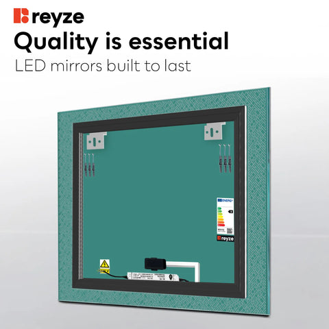 Square LED Mirror | Touch Button | Cool White Light - Reyze Simetria Series Model 5