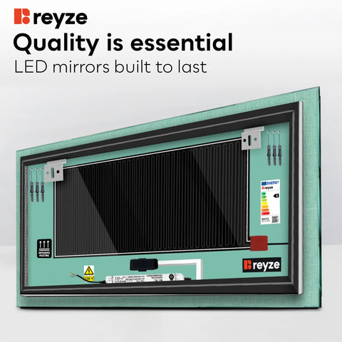 Horizontal LED Mirror | Touch Buttons | Anti-Fog Function | Cool White Light - Reyze Simetria Series Model 6