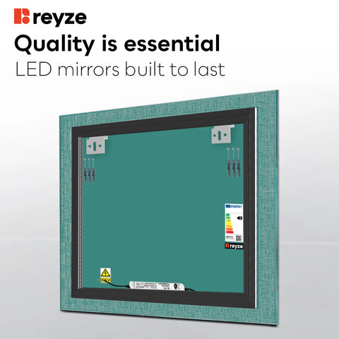 Square LED Mirror | Wall Switch Control | Warm White Light - Reyze Simetria Series Model 6