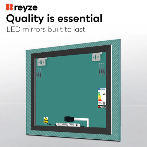Square LED Mirror | Touch Button | Neutral White Light - Reyze Simetria Series Model 7
