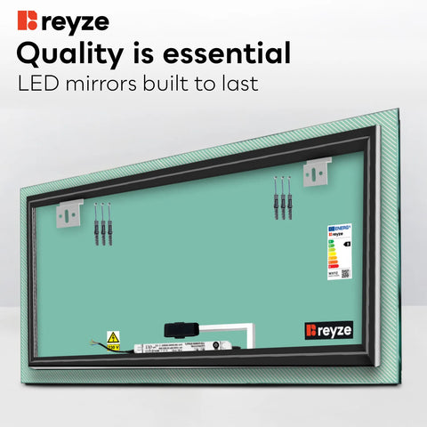 Horizontal LED Mirror | Touch Button | Warm White Light - Reyze Simetria Series Model 7