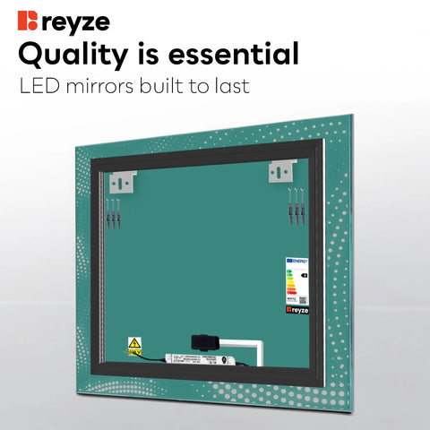 Square LED Mirror | Touch Button | Warm White Light - Reyze Simetria Series Model 8
