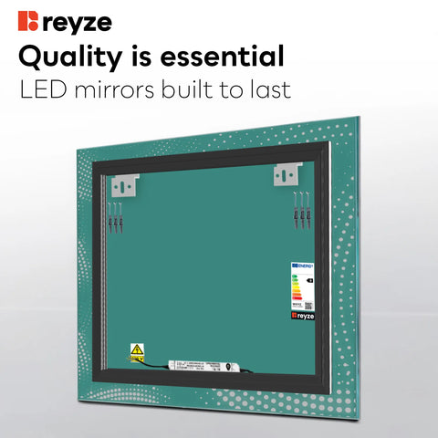 Square LED Mirror | Wall Switch Control | Warm White Light - Reyze Simetria Series Model 8