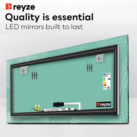 Horizontal LED Mirror | Touch Button | Warm White Light - Reyze Simetria Series Model 8