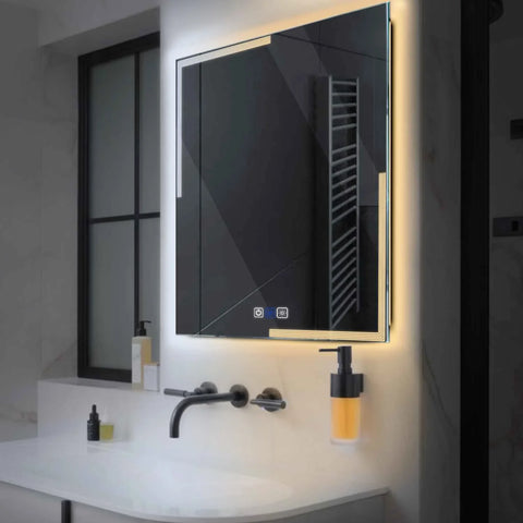 Square LED Mirror | Touch Buttons | Anti-Fog Function | Adjustable Color Temperature - Reyze Edge Series Model 2