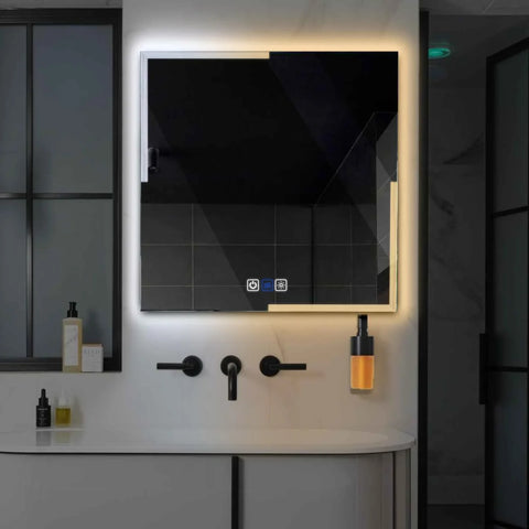 Square LED Mirror | Touch Buttons | Anti-Fog Function | Adjustable Color Temperature - Reyze Edge Series Model 2