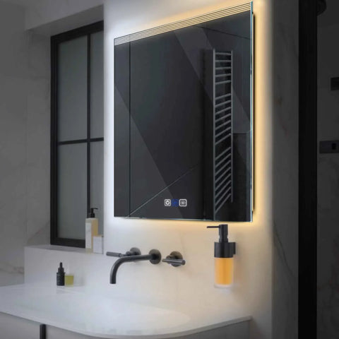 Square LED Mirror | Touch Buttons | Anti-Fog Function | Adjustable Color Temperature - Reyze Edge Series Model 5