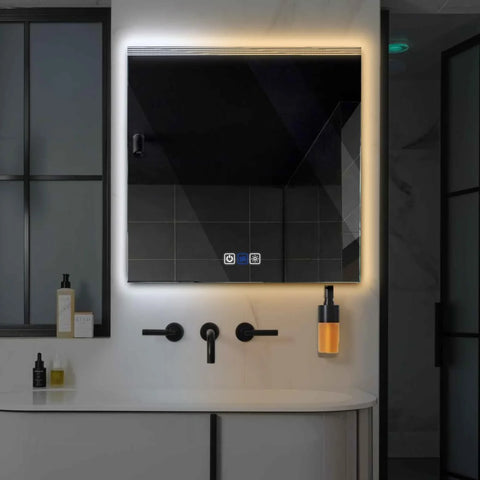 Square LED Mirror | Touch Buttons | Anti-Fog Function | Adjustable Color Temperature - Reyze Edge Series Model 5