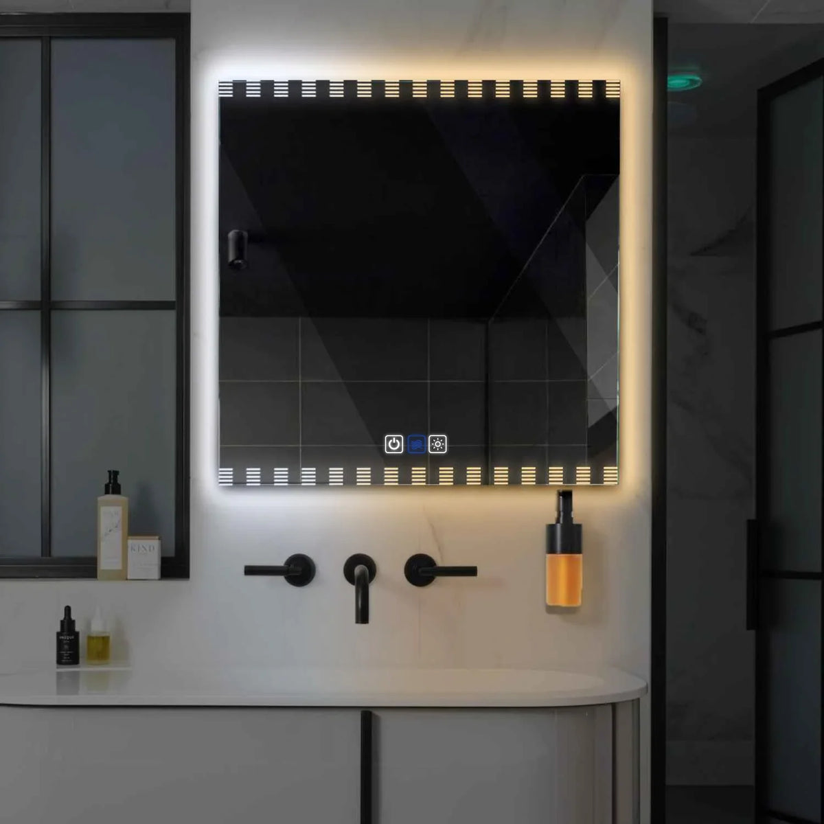 Square LED Mirror | Touch Buttons | Anti-Fog Function | Adjustable Color Temperature - Reyze Edge Series Model 6