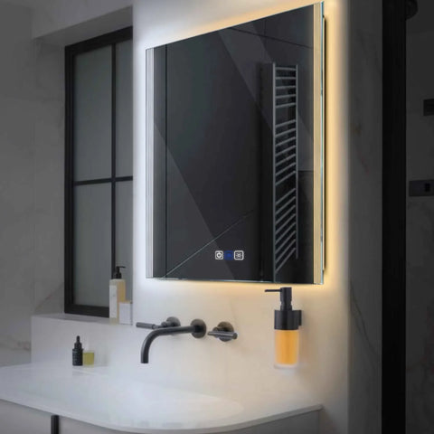 Square LED Mirror | Touch Buttons | Anti-Fog Function | Adjustable Color Temperature - Reyze Edge Series Model 7