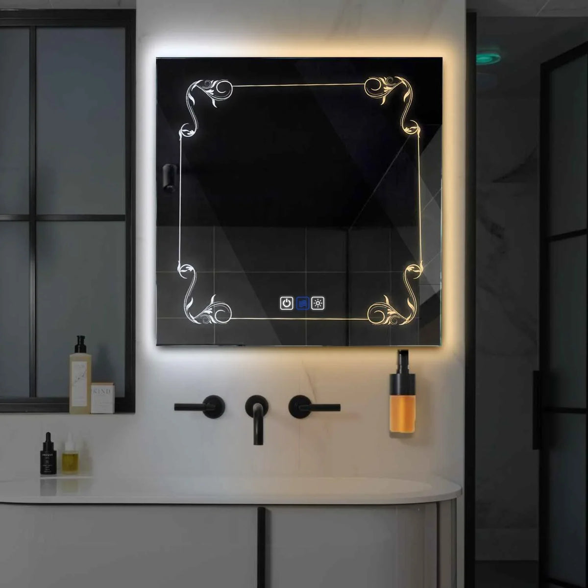 Square LED Mirror | Touch Buttons | Anti-Fog Function | Adjustable Color Temperature - Reyze Good Vibes Series Model 5