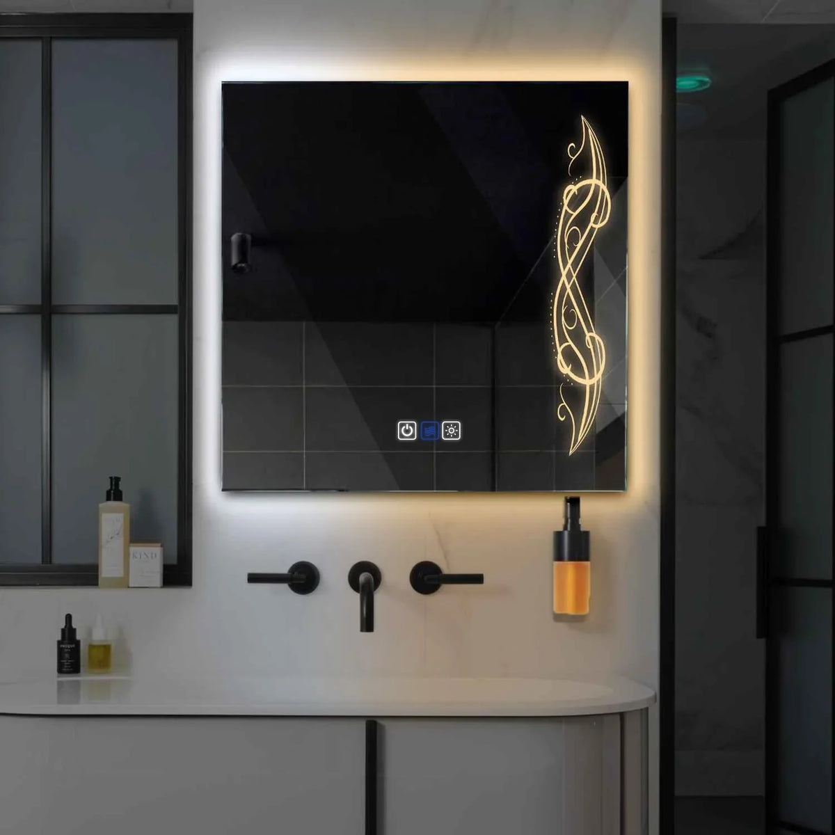Square LED Mirror | Touch Buttons | Anti-Fog Function | Adjustable Color Temperature - Reyze Good Vibes Series Model 6