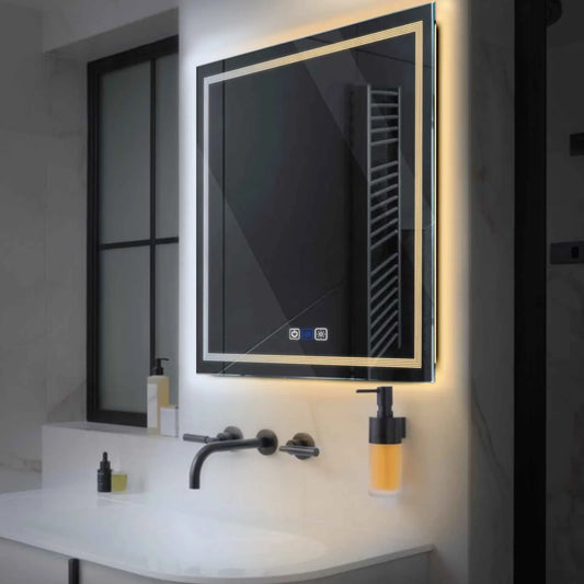 Square LED Mirror | Touch Buttons | Anti-Fog Function | Adjustable Color Temperature - Reyze Minimal Series Model 1