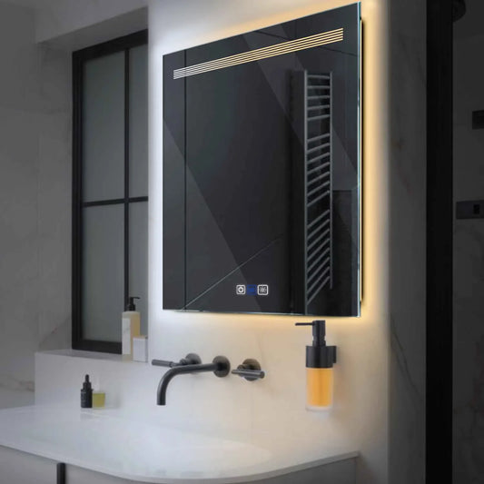 Square LED Mirror | Touch Buttons | Anti-Fog Function | Adjustable Color Temperature - Reyze Minimal Series Model 5