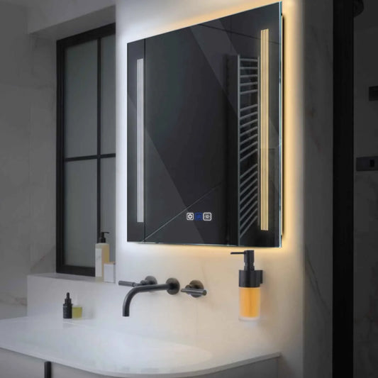 Square LED Mirror | Touch Buttons | Anti-Fog Function | Adjustable Color Temperature - Reyze Minimal Series Model 7