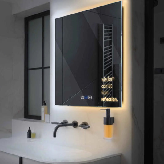 Square LED Mirror | Touch Buttons | Anti-Fog Function | Adjustable Color Temperature - Reyze Motivated Series Model 1