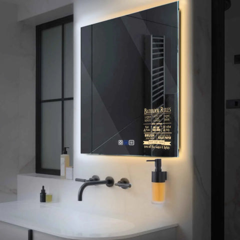Square LED Mirror | Touch Buttons | Anti-Fog Function | Adjustable Color Temperature - Reyze Motivated Series Model 5