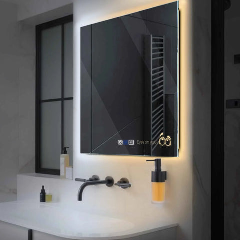 Square LED Mirror | Touch Buttons | Anti-Fog Function | Adjustable Color Temperature - Reyze Motivated Series Model 8