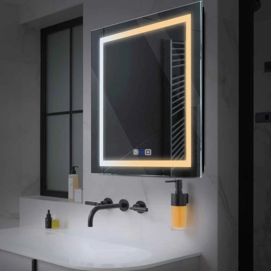 Square LED Mirror | Touch Buttons | Anti-Fog Function | Adjustable Color Temperature - Reyze Salono Series Model 1