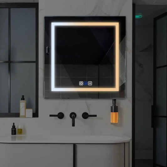 Square LED Mirror | Touch Buttons | Anti-Fog Function | Adjustable Color Temperature - Reyze Salono Series Model 1