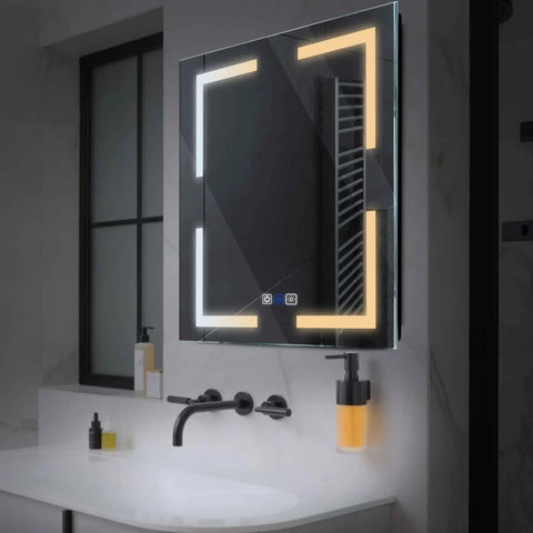 Square LED Mirror | Touch Buttons | Anti-Fog Function | Adjustable Color Temperature - Reyze Salono Series Model 2