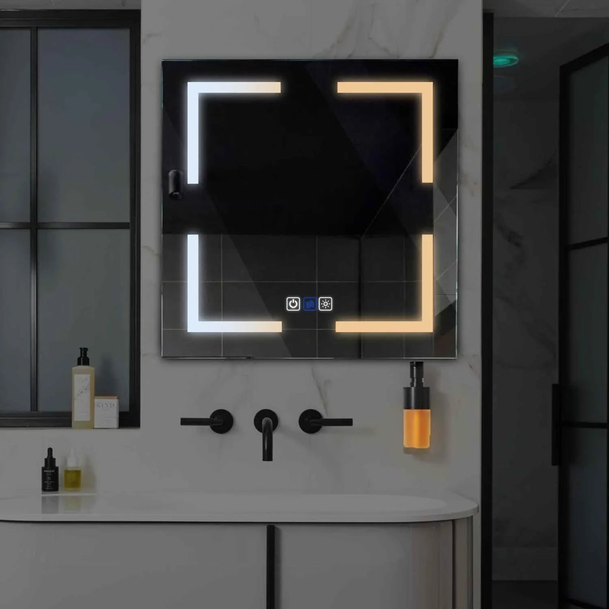 Square LED Mirror | Touch Buttons | Anti-Fog Function | Adjustable Color Temperature - Reyze Salono Series Model 2