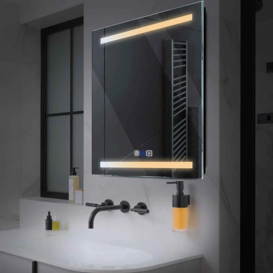 Square LED Mirror | Touch Buttons | Anti-Fog Function | Adjustable Color Temperature - Reyze Salono Series Model 4