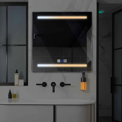 Square LED Mirror | Touch Buttons | Anti-Fog Function | Adjustable Color Temperature - Reyze Salono Series Model 4